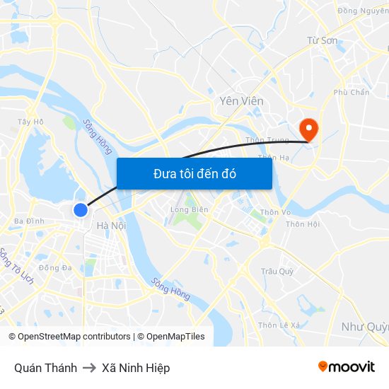 Quán Thánh to Xã Ninh Hiệp map