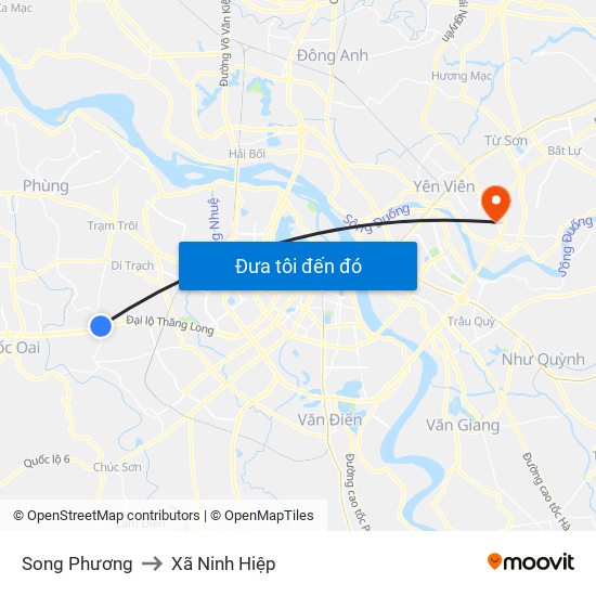 Song Phương to Xã Ninh Hiệp map