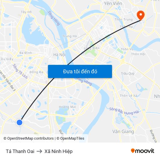 Tả Thanh Oai to Xã Ninh Hiệp map