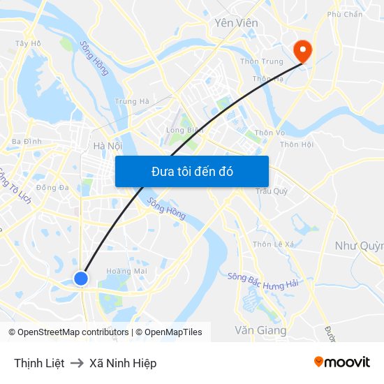Thịnh Liệt to Xã Ninh Hiệp map