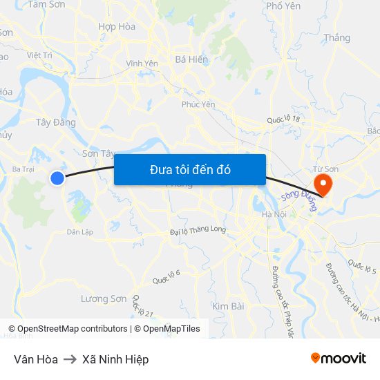 Vân Hòa to Xã Ninh Hiệp map