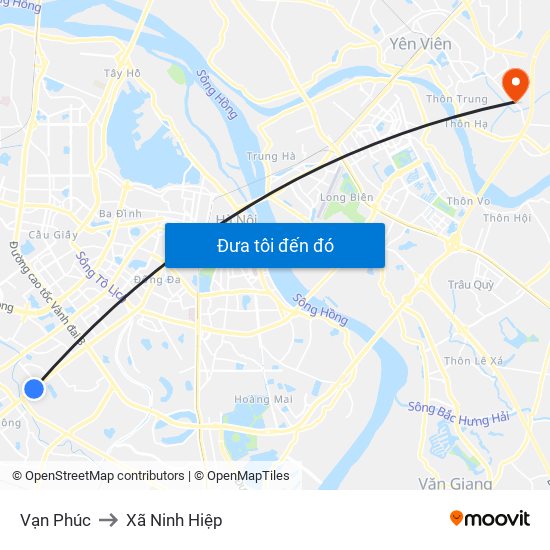 Vạn Phúc to Xã Ninh Hiệp map