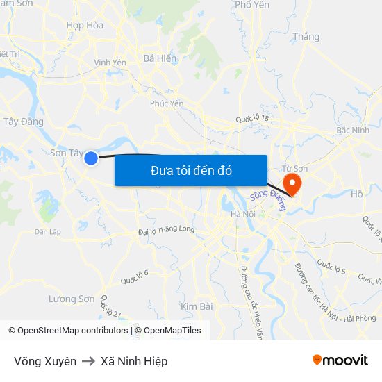 Võng Xuyên to Xã Ninh Hiệp map