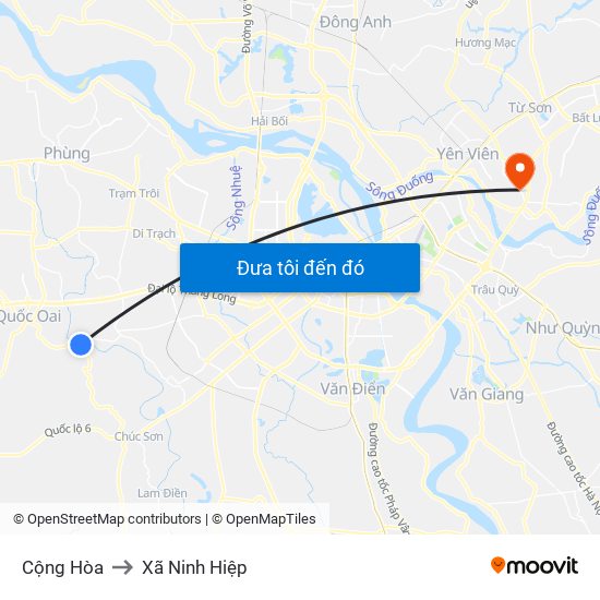 Cộng Hòa to Xã Ninh Hiệp map