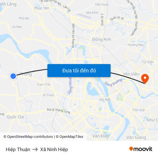 Hiệp Thuận to Xã Ninh Hiệp map