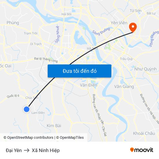 Đại Yên to Xã Ninh Hiệp map