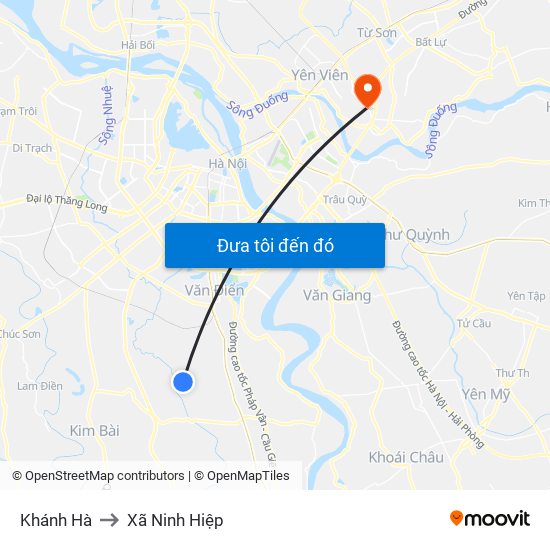 Khánh Hà to Xã Ninh Hiệp map