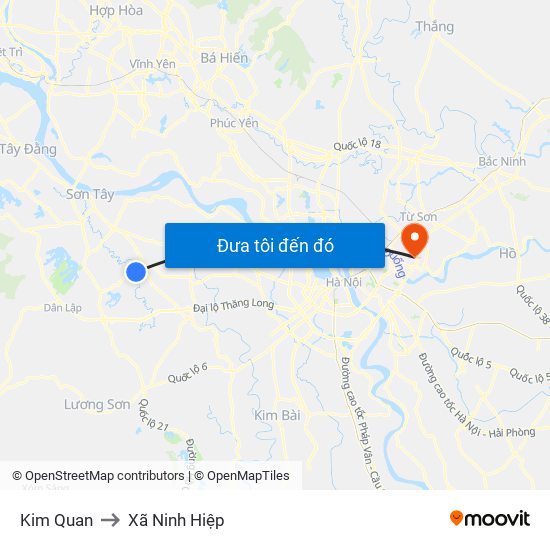 Kim Quan to Xã Ninh Hiệp map