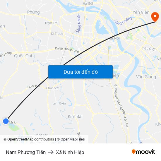 Nam Phương Tiến to Xã Ninh Hiệp map