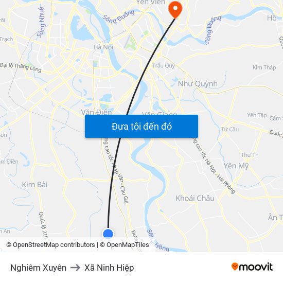 Nghiêm Xuyên to Xã Ninh Hiệp map