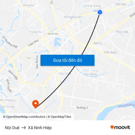 Nội Duệ to Xã Ninh Hiệp map