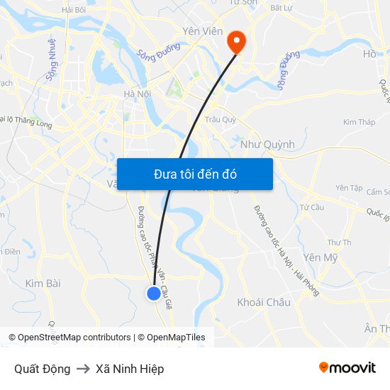 Quất Động to Xã Ninh Hiệp map