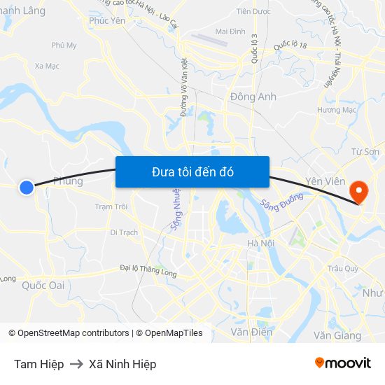 Tam Hiệp to Xã Ninh Hiệp map