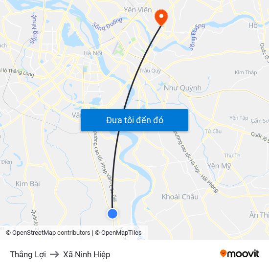 Thắng Lợi to Xã Ninh Hiệp map