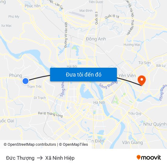 Đức Thượng to Xã Ninh Hiệp map