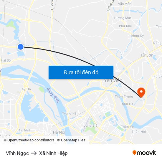 Vĩnh Ngọc to Xã Ninh Hiệp map