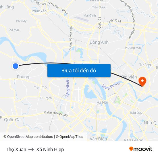 Thọ Xuân to Xã Ninh Hiệp map
