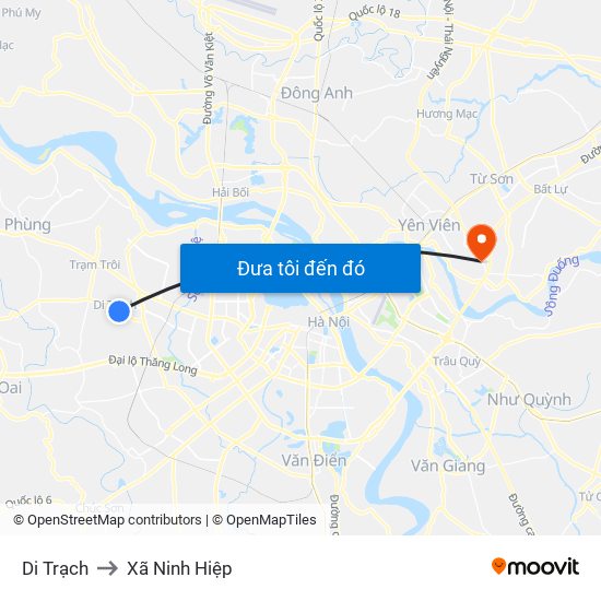 Di Trạch to Xã Ninh Hiệp map