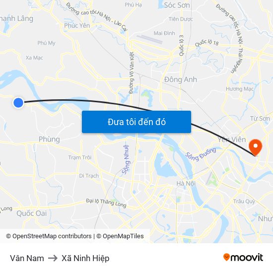 Vân Nam to Xã Ninh Hiệp map