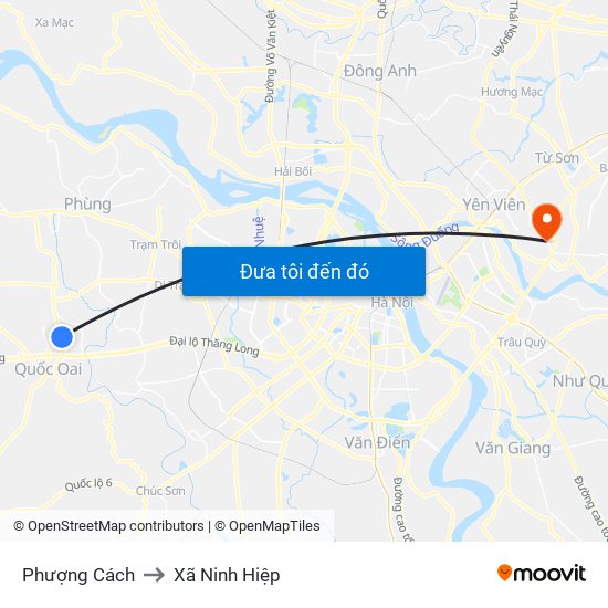 Phượng Cách to Xã Ninh Hiệp map