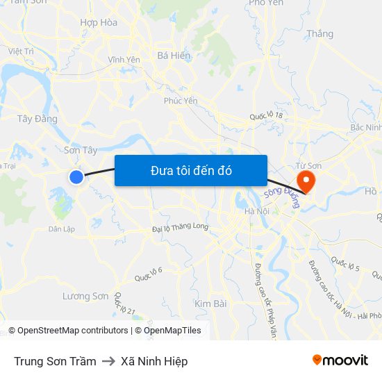 Trung Sơn Trầm to Xã Ninh Hiệp map