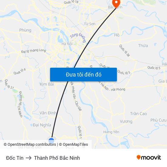 Đốc Tín to Thành Phố Bắc Ninh map