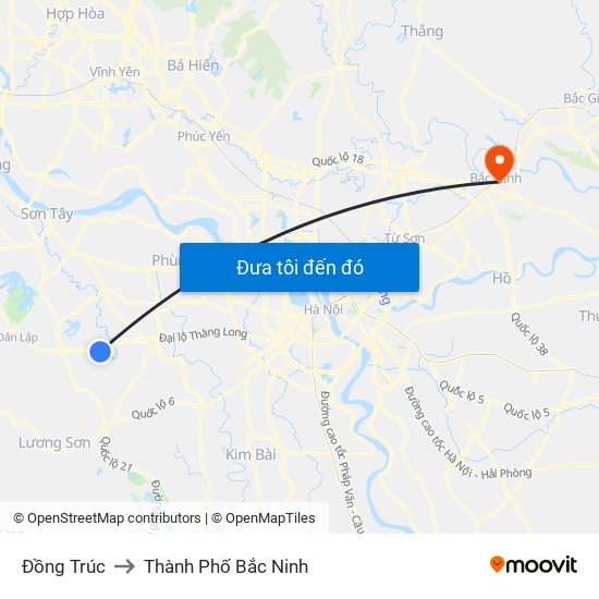 Đồng Trúc to Thành Phố Bắc Ninh map