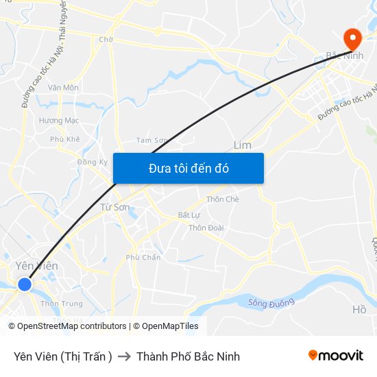 Yên Viên (Thị Trấn ) to Thành Phố Bắc Ninh map