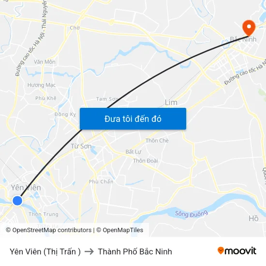 Yên Viên (Thị Trấn ) to Thành Phố Bắc Ninh map