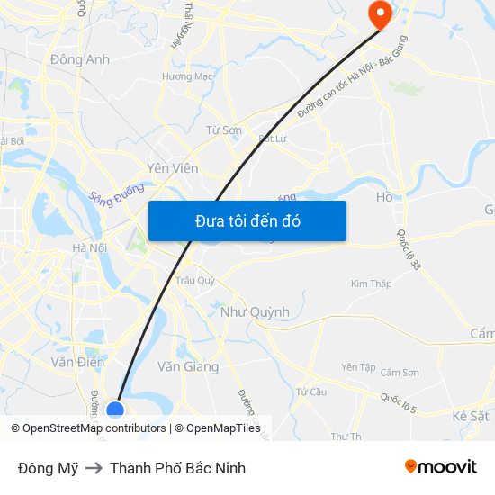 Đông Mỹ to Thành Phố Bắc Ninh map