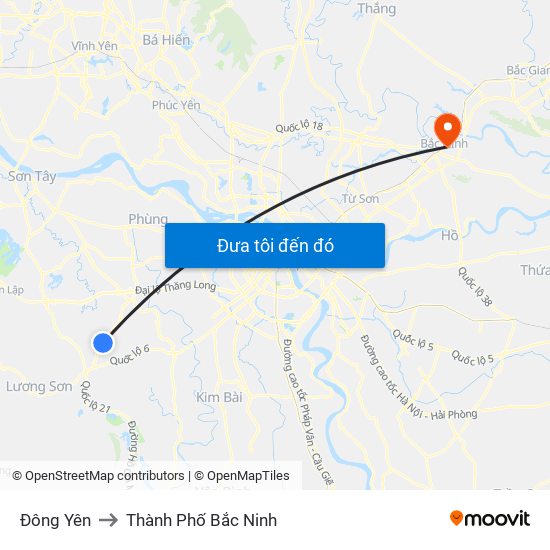 Đông Yên to Thành Phố Bắc Ninh map