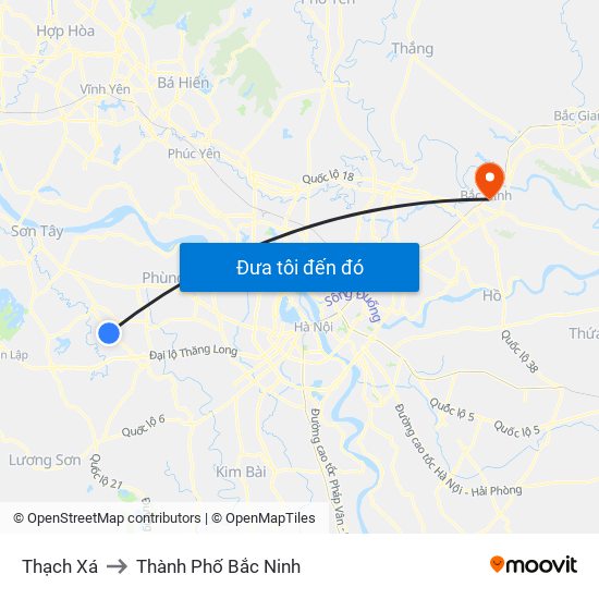 Thạch Xá to Thành Phố Bắc Ninh map