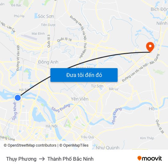 Thụy Phương to Thành Phố Bắc Ninh map
