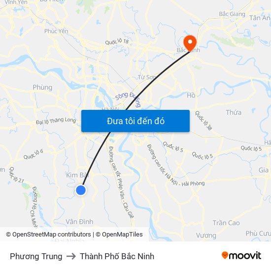 Phương Trung to Thành Phố Bắc Ninh map