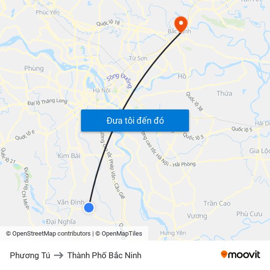 Phương Tú to Thành Phố Bắc Ninh map