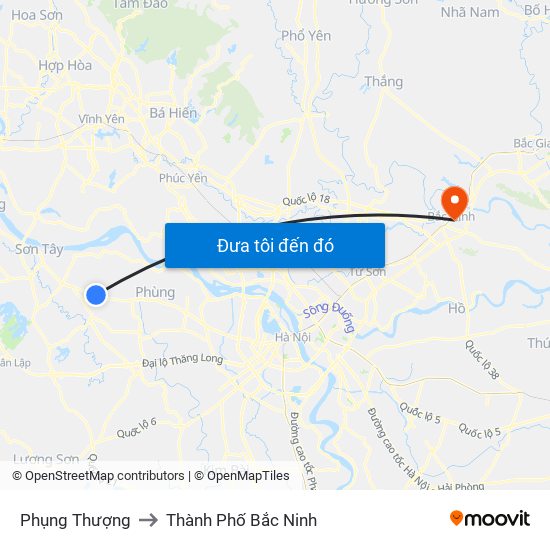 Phụng Thượng to Thành Phố Bắc Ninh map