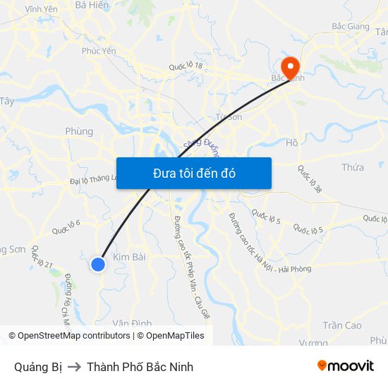 Quảng Bị to Thành Phố Bắc Ninh map