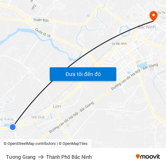 Tương Giang to Thành Phố Bắc Ninh map