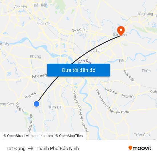 Tốt Động to Thành Phố Bắc Ninh map