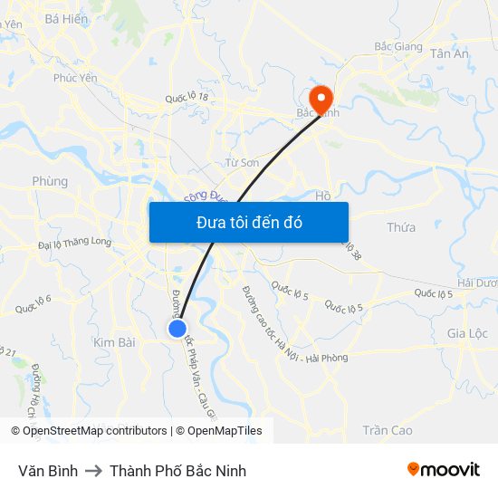 Văn Bình to Thành Phố Bắc Ninh map