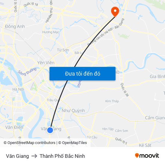 Văn Giang to Thành Phố Bắc Ninh map