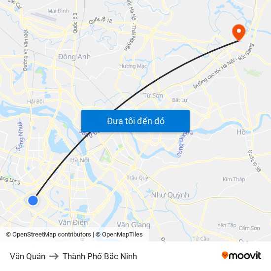 Văn Quán to Thành Phố Bắc Ninh map