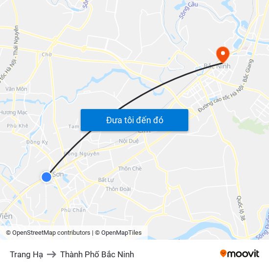 Trang Hạ to Thành Phố Bắc Ninh map