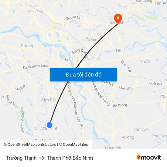 Trường Thịnh to Thành Phố Bắc Ninh map