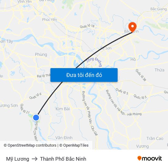 Mỹ Lương to Thành Phố Bắc Ninh map