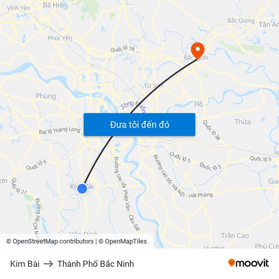 Kim Bài to Thành Phố Bắc Ninh map