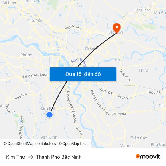 Kim Thư to Thành Phố Bắc Ninh map