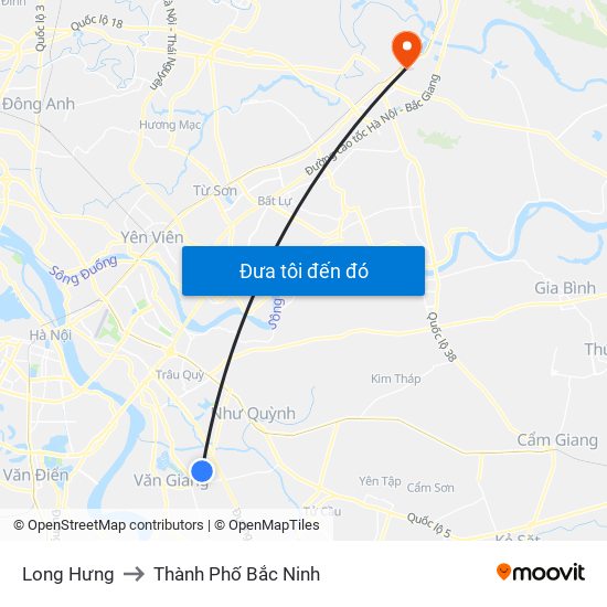Long Hưng to Thành Phố Bắc Ninh map