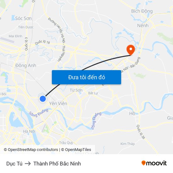 Dục Tú to Thành Phố Bắc Ninh map