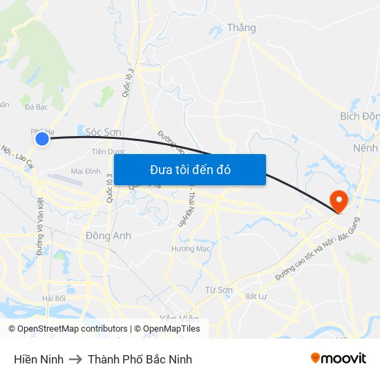 Hiền Ninh to Thành Phố Bắc Ninh map